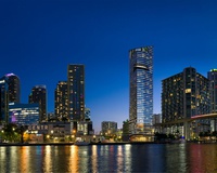 Lofty building at night