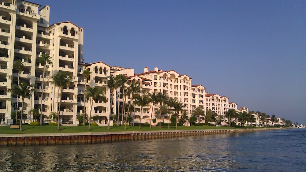Fisher Island waterfront residences viewed from the water