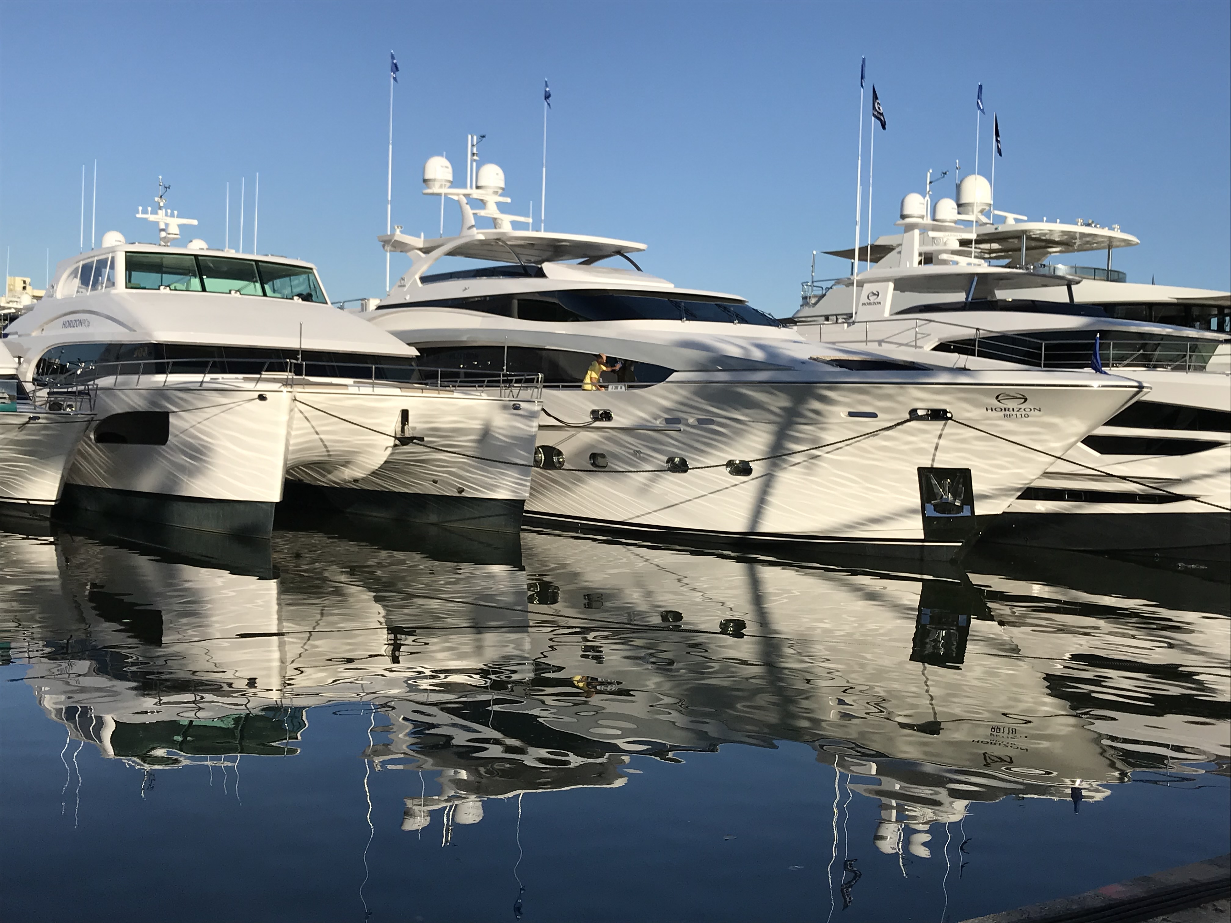 Yachts and sailboats docked at the Miami Beach Marina in the South of Fifth neighborhood